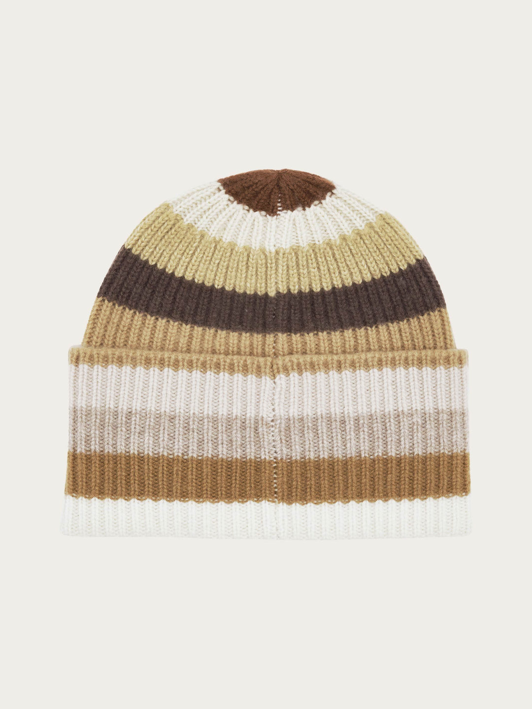 Gerippte Strick-Beanie mit breiten Streifen und breitem Umschlag