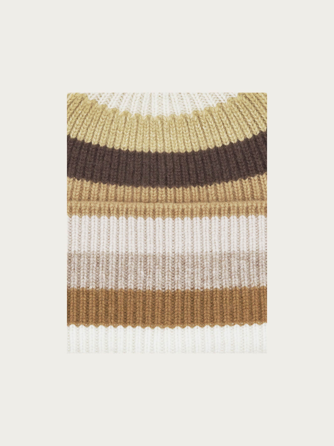 Gerippte Strick-Beanie mit breiten Streifen und breitem Umschlag