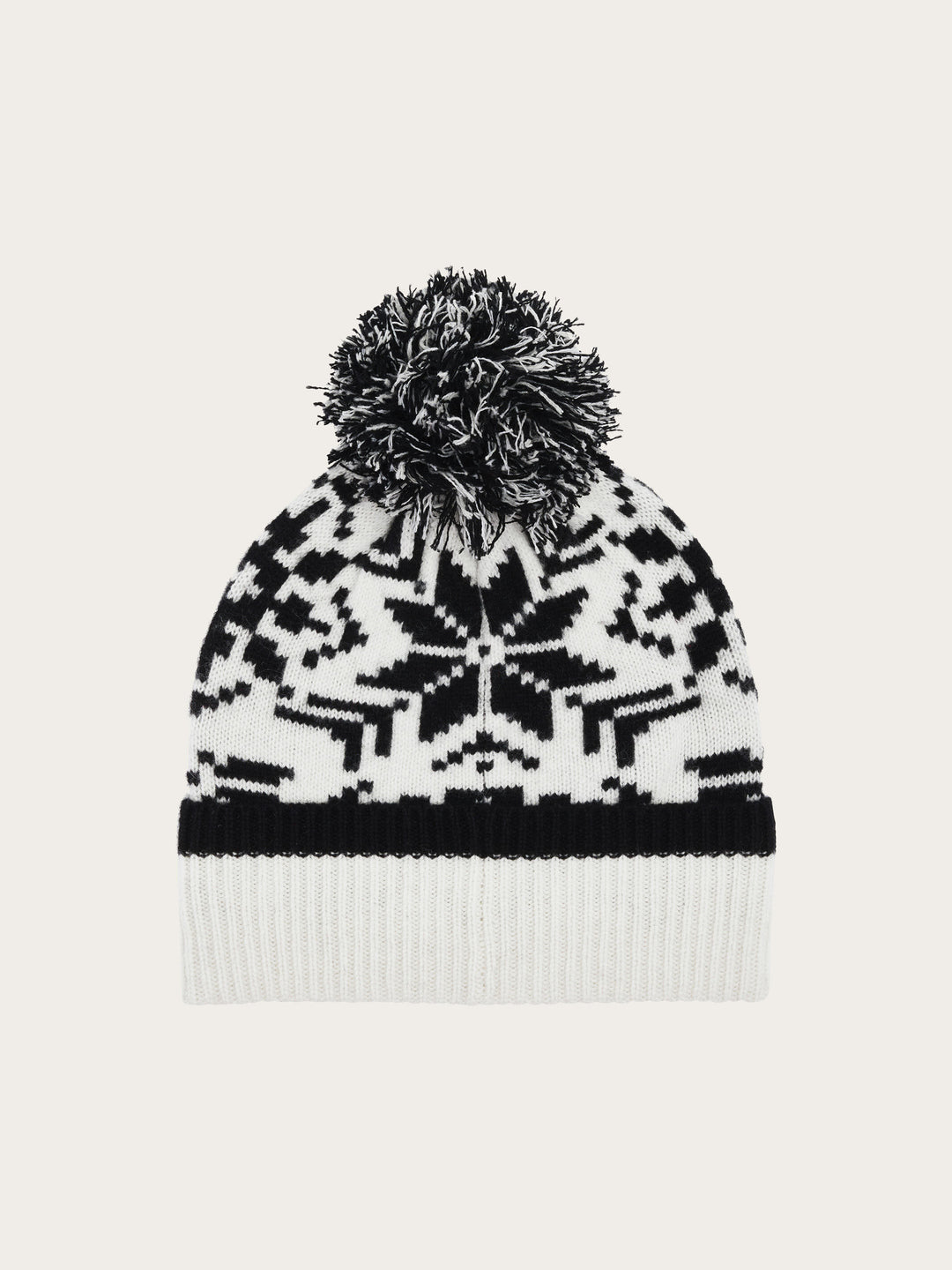 Strickmütze mit Sternen-Muster und Bommel aus reiner Wolle
