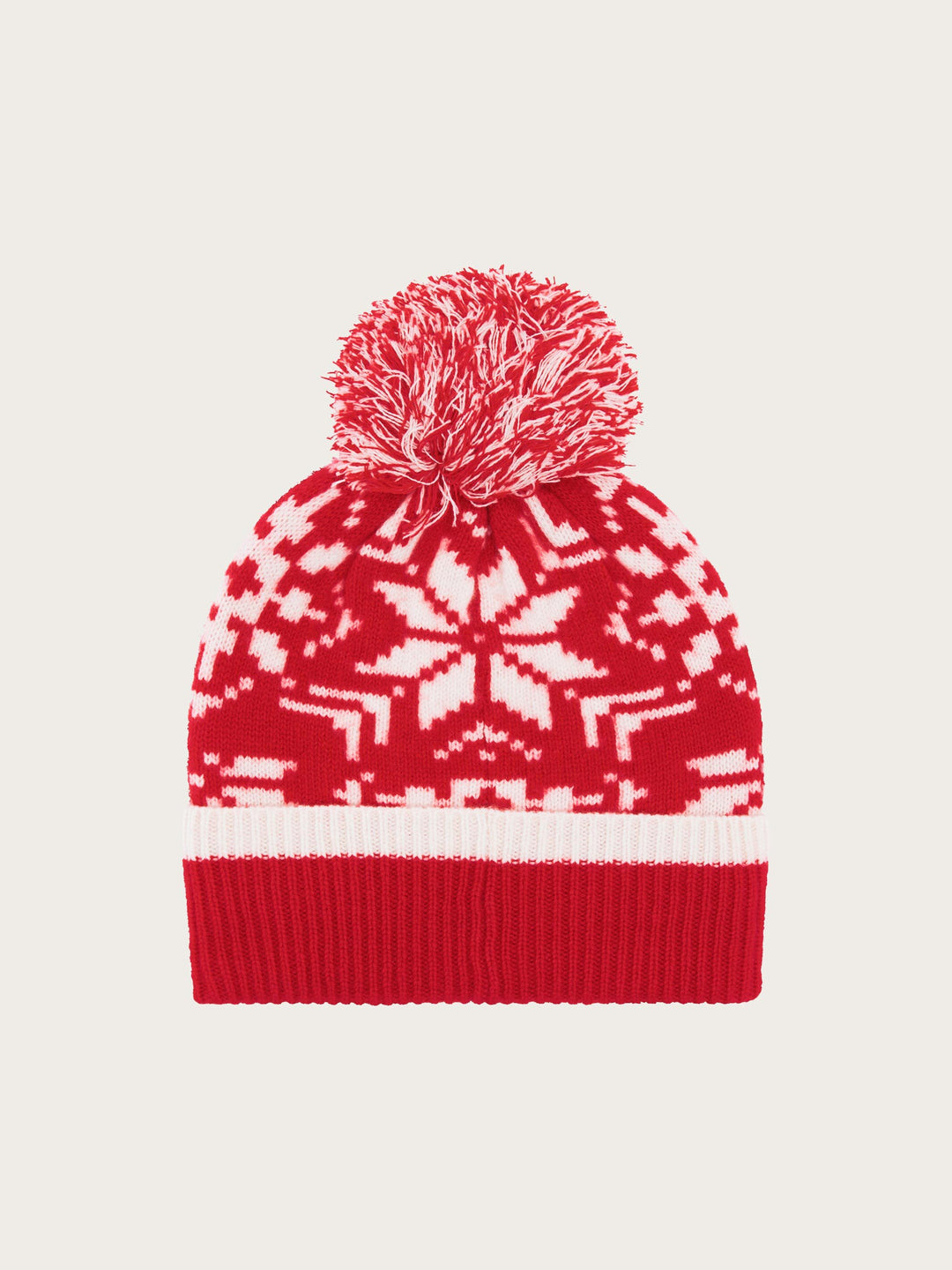 Strickmütze mit Sternen-Muster und Bommel aus reiner Wolle