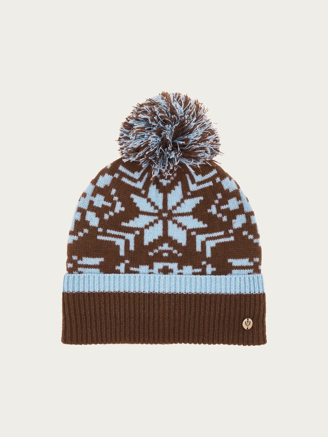 Strickmütze mit Sternen-Muster und Bommel aus reiner Wolle