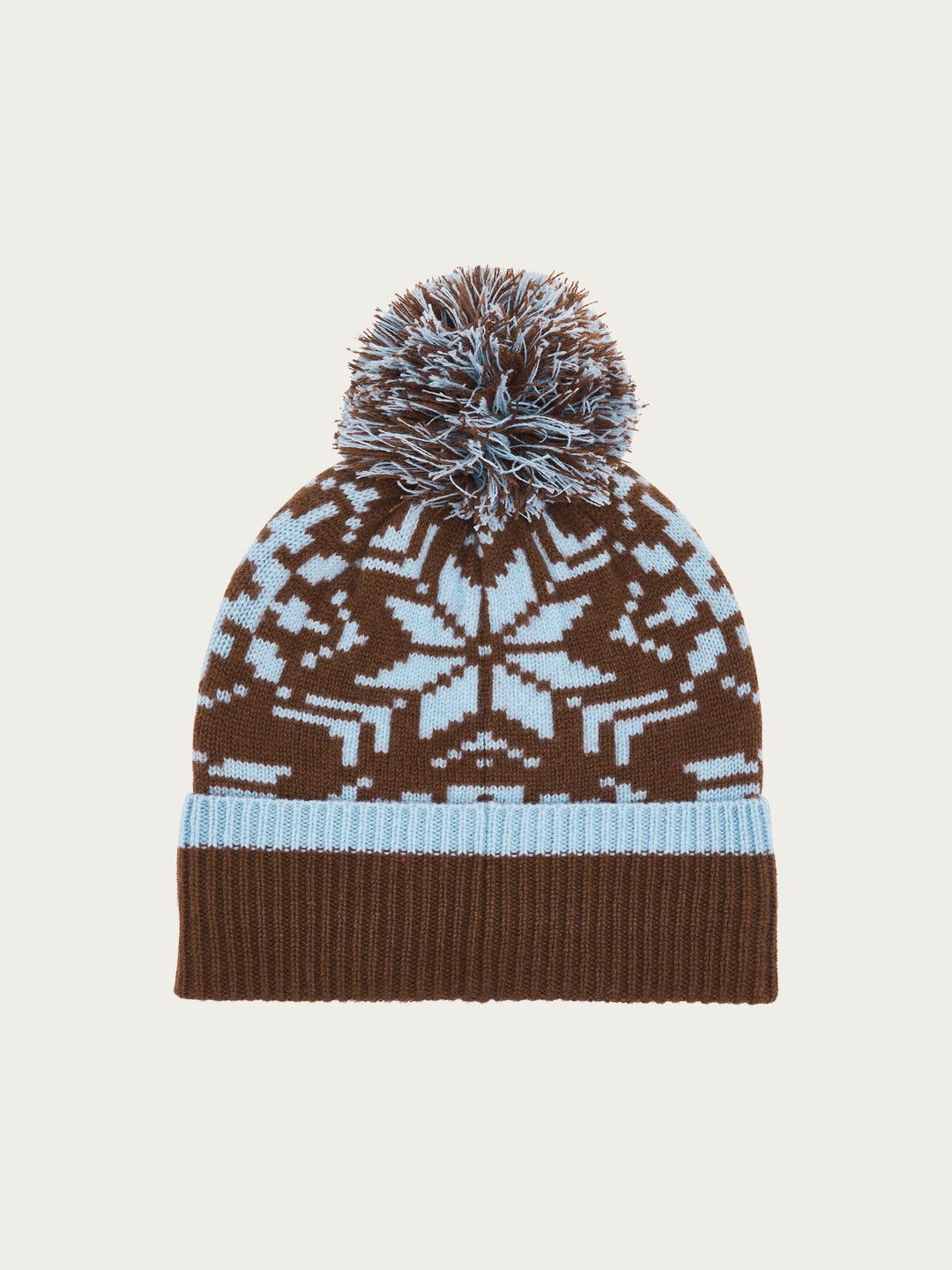 Strickmütze mit Sternen-Muster und Bommel aus reiner Wolle
