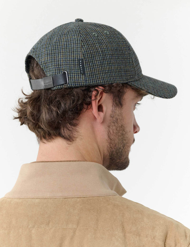bugatti Basecap mit klassischem Glencheck-Karo in Wollmischung
