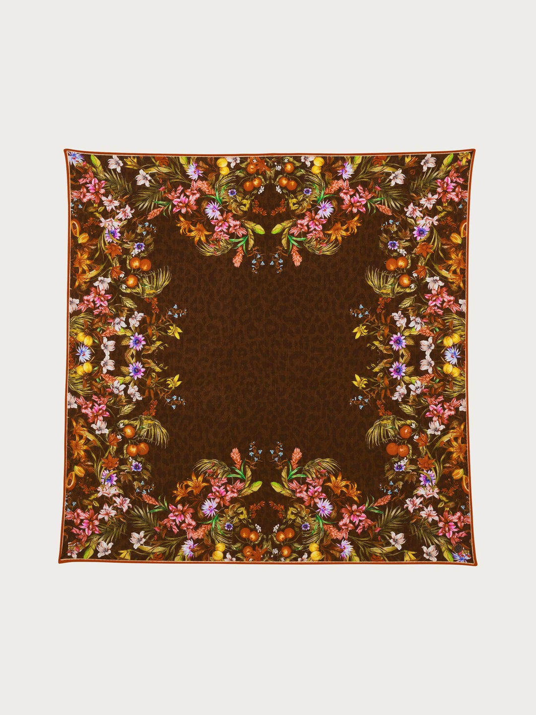 Tuch mit herbstlichem Blumen-Design aus Wolle und Seide