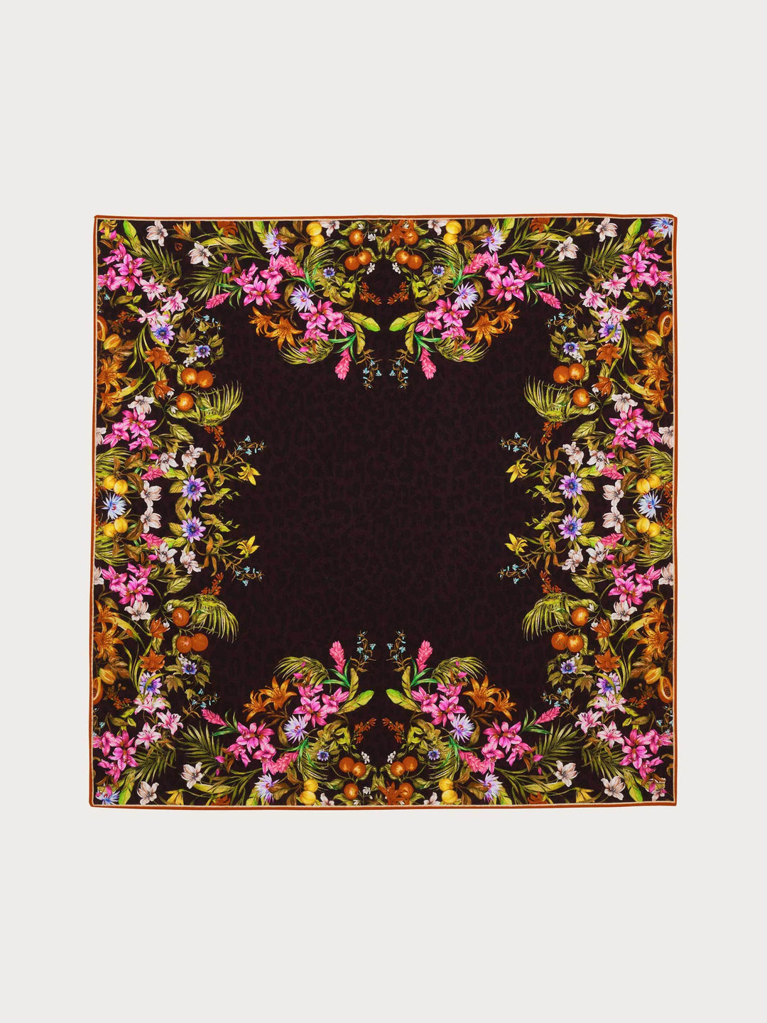 Tuch mit herbstlichem Blumen-Design aus Wolle und Seide