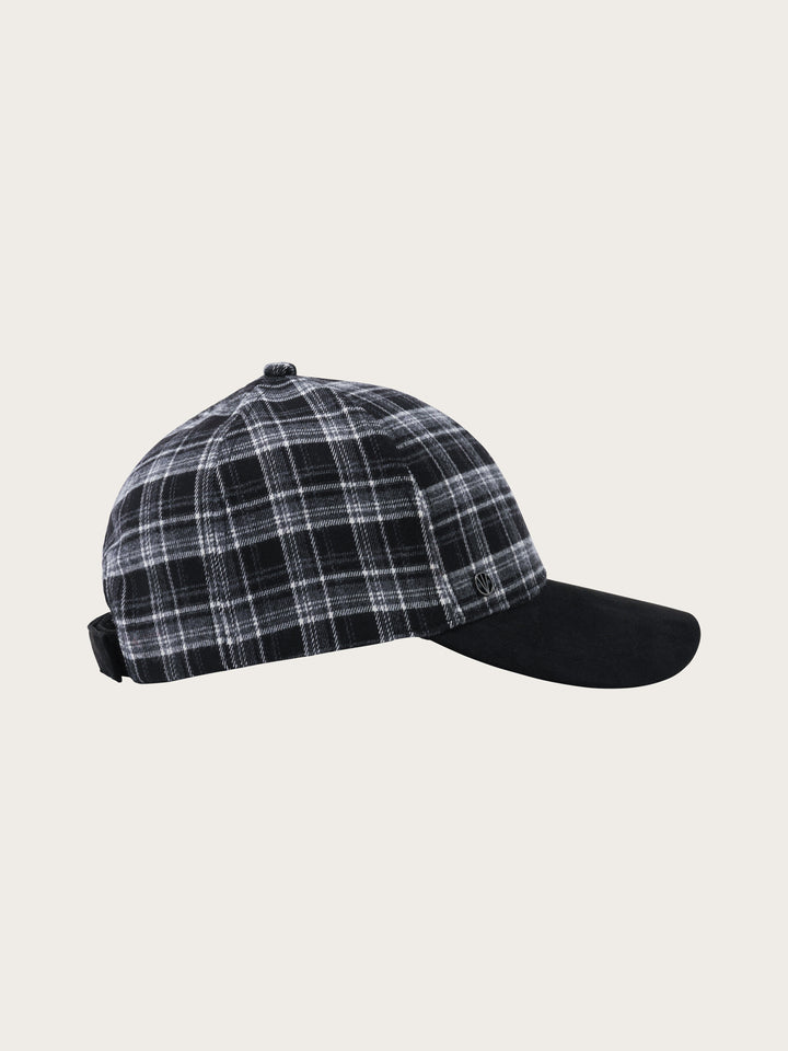 Karierte Loevenich Basecap mit Schirm aus Wildleder-Imitat