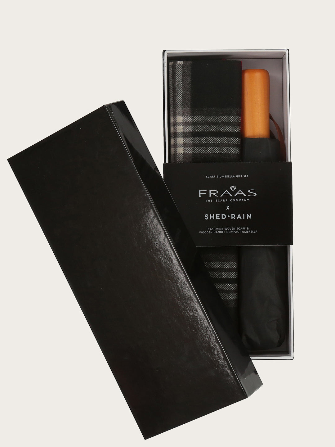 Geschenkset mit FRAAS Plaid Cashmink-Schal und Regenschirm
