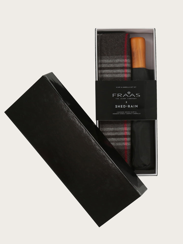 Geschenkset mit FRAAS Plaid Cashmink-Schal und Regenschirm