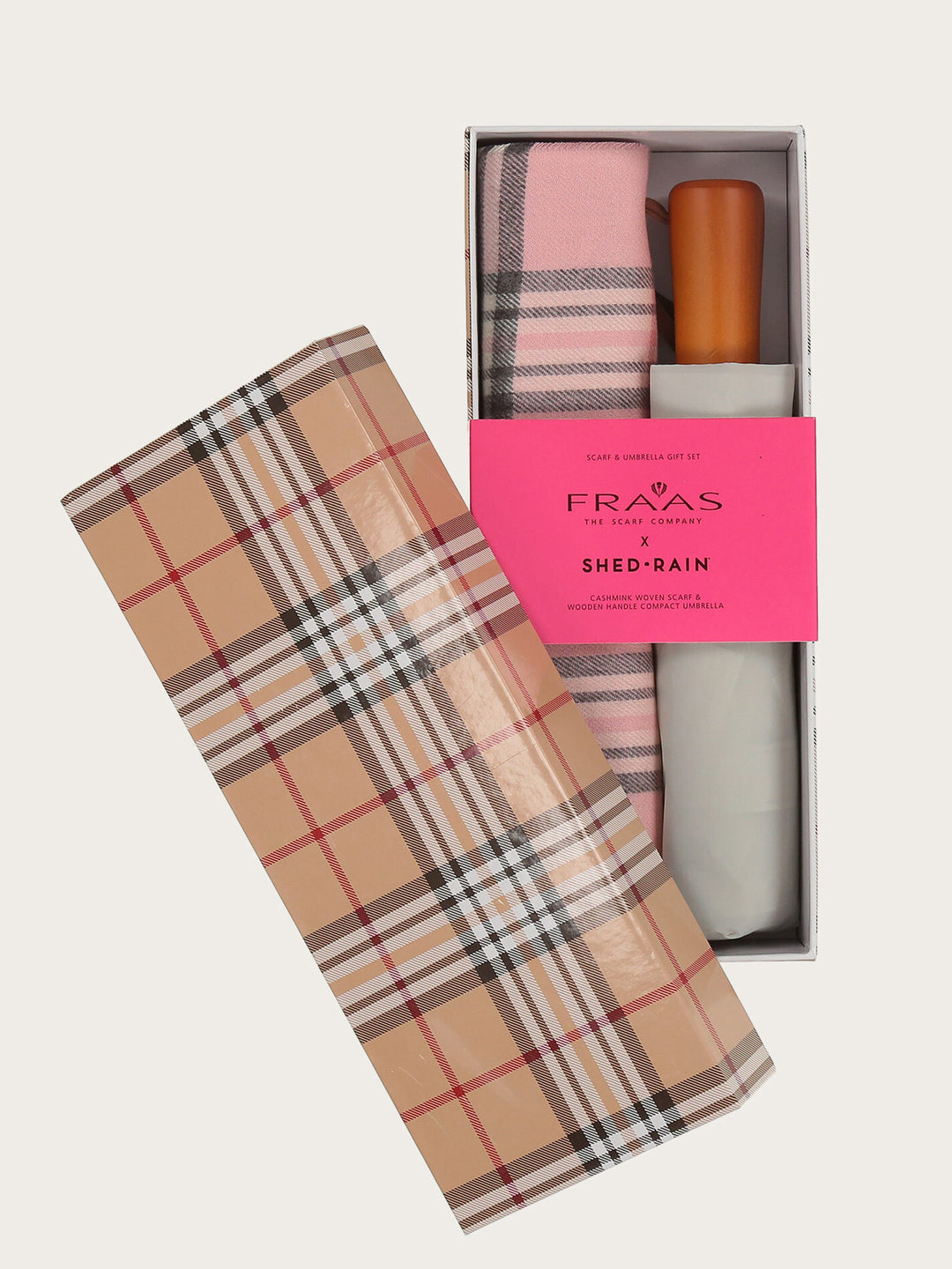 Geschenkset mit FRAAS Plaid Cashmink-Schal und Regenschirm