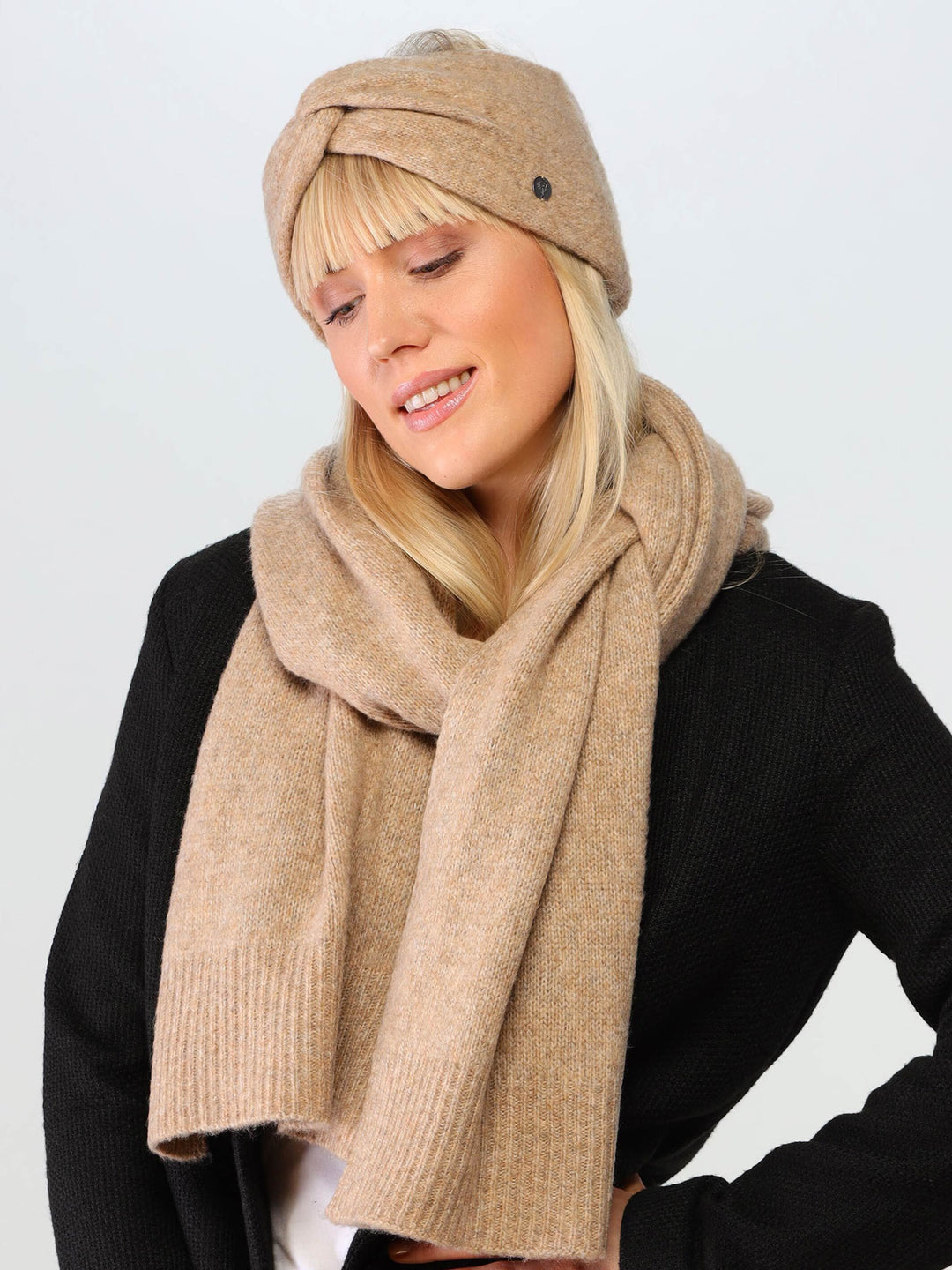 Breites Strickstirnband in Wollmischung