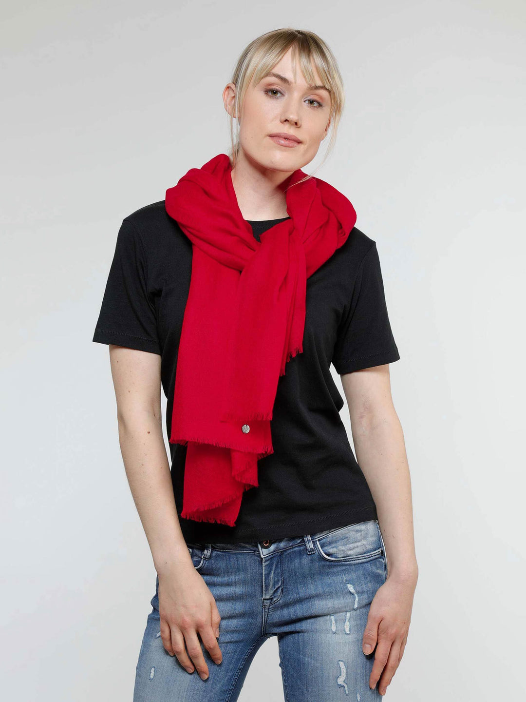 Einfarbiger Schal aus reiner Wolle