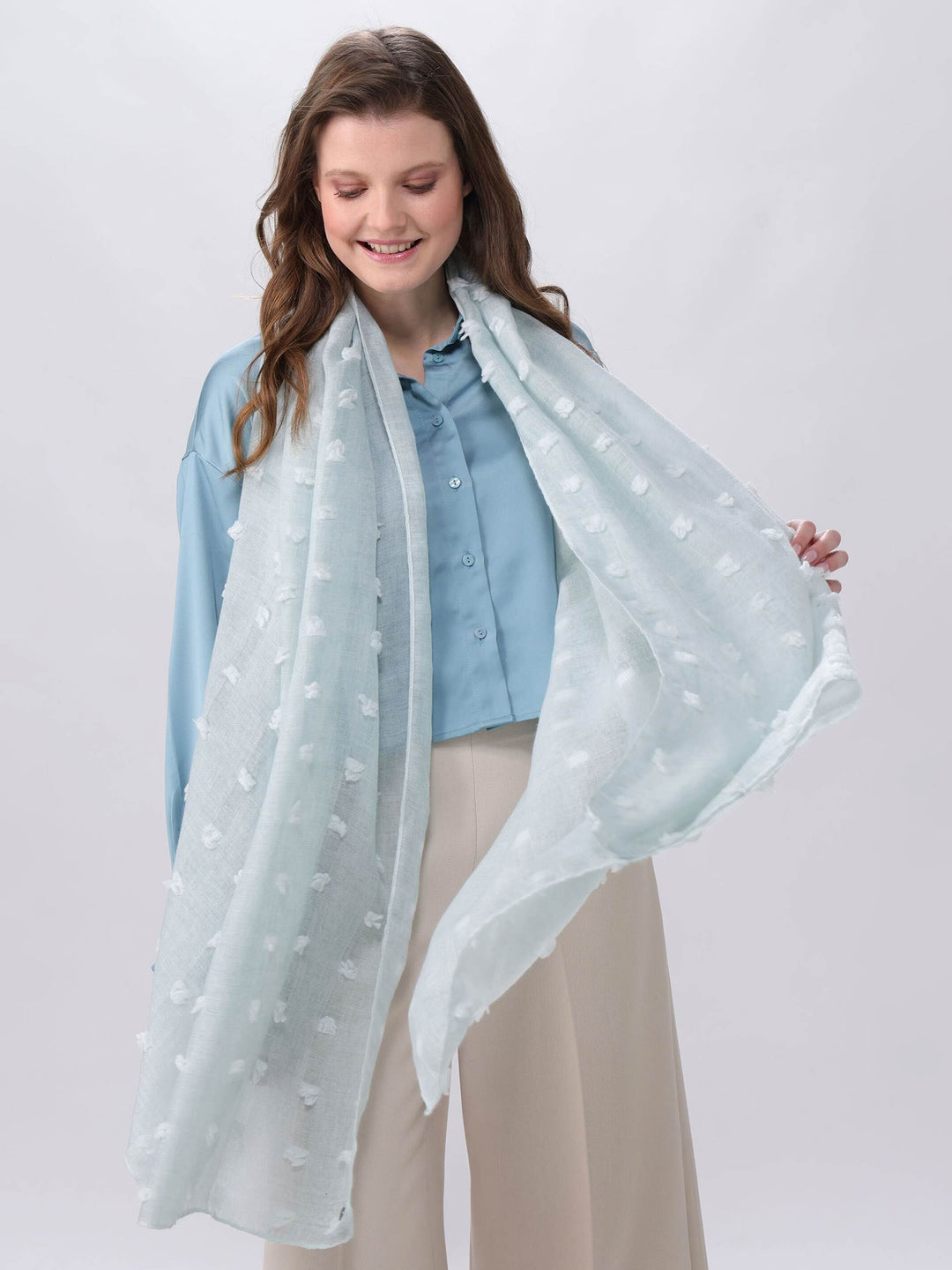 Fil Coupé Stola mit Quadraten