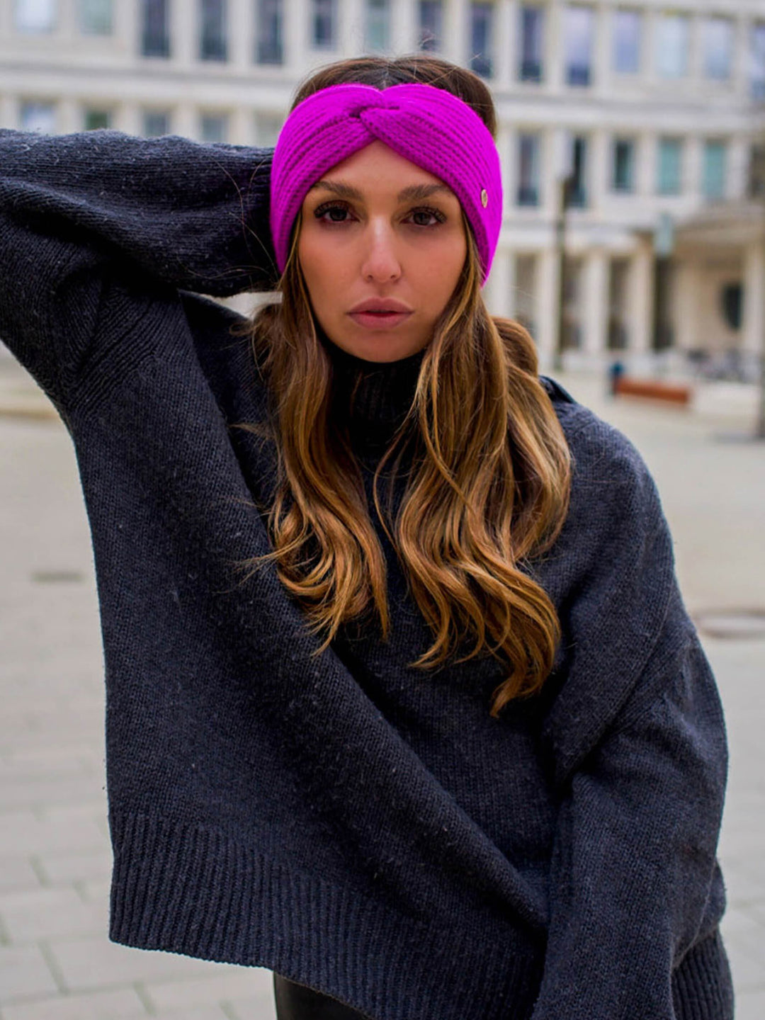 Grobstrick-Stirnband aus reinem Kaschmir