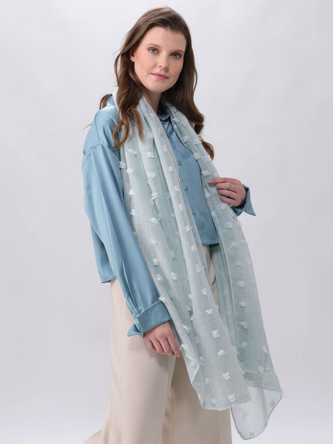 Fil Coupé Stola mit Quadraten