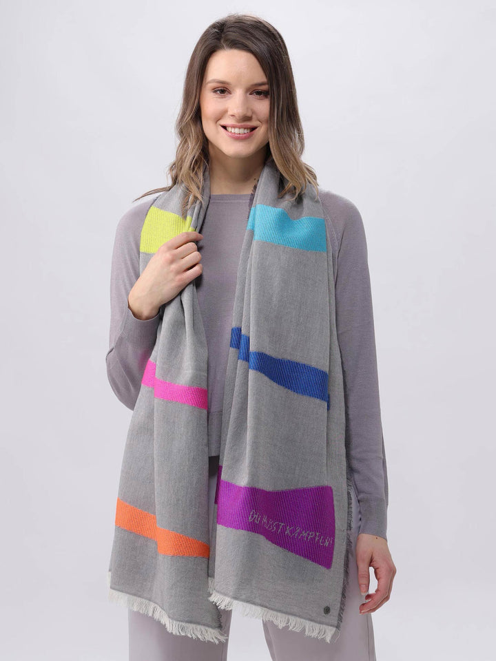 Stola DU MUSST KÄMPFEN! mit Regenbogen-Streifen aus Baumwolle