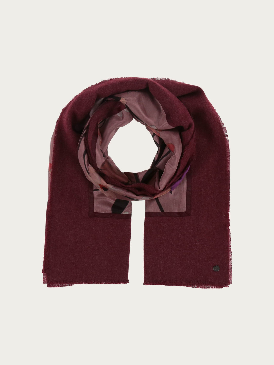 Patchwork-Stola mit Blumen-Print in Seidenmischung