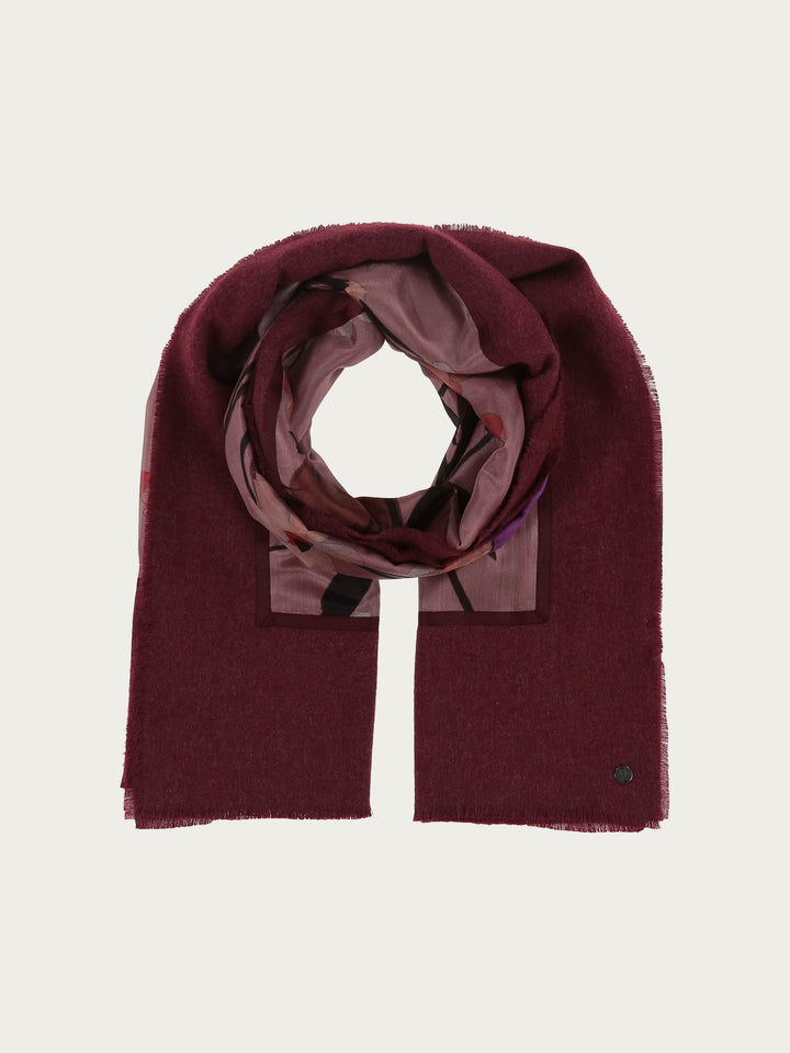 Patchwork-Stola mit Blumen-Print in Seidenmischung