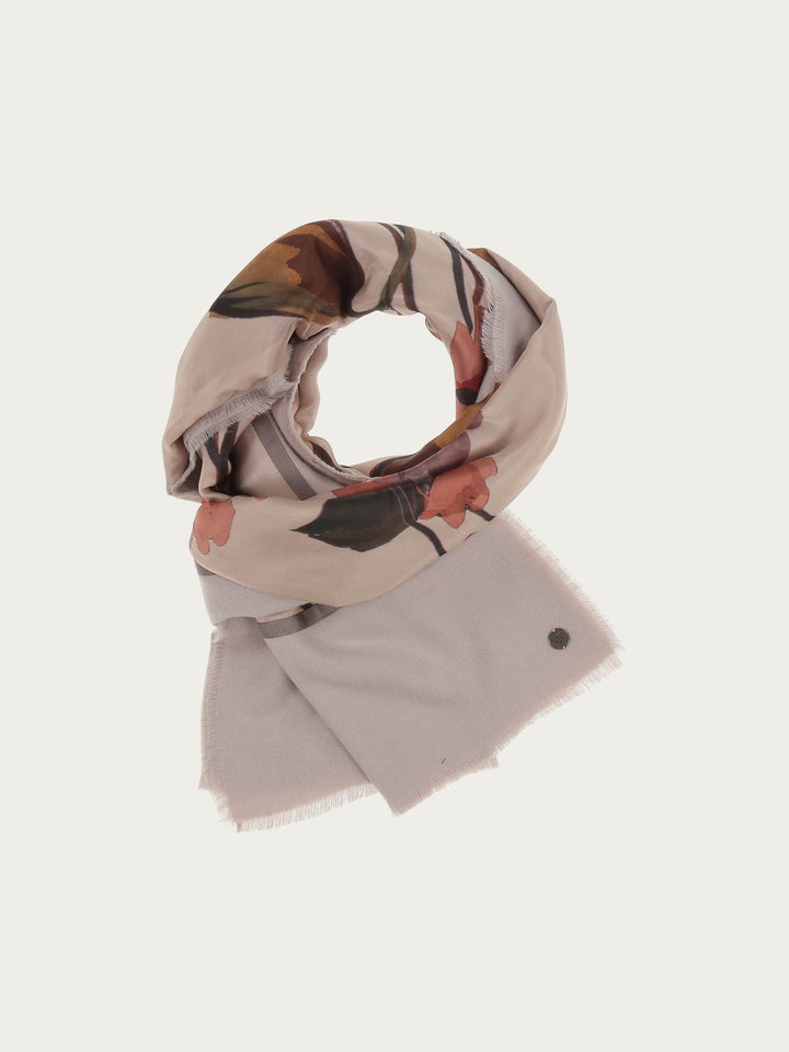 Patchwork-Stola mit Blumen-Print in Seidenmischung