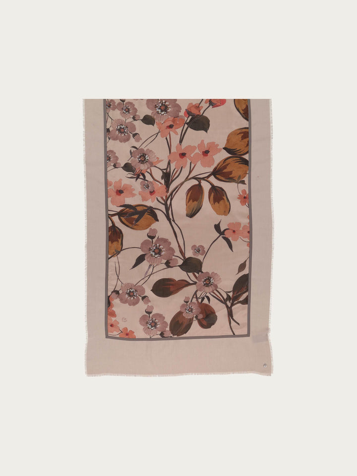 Patchwork-Stola mit Blumen-Print in Seidenmischung