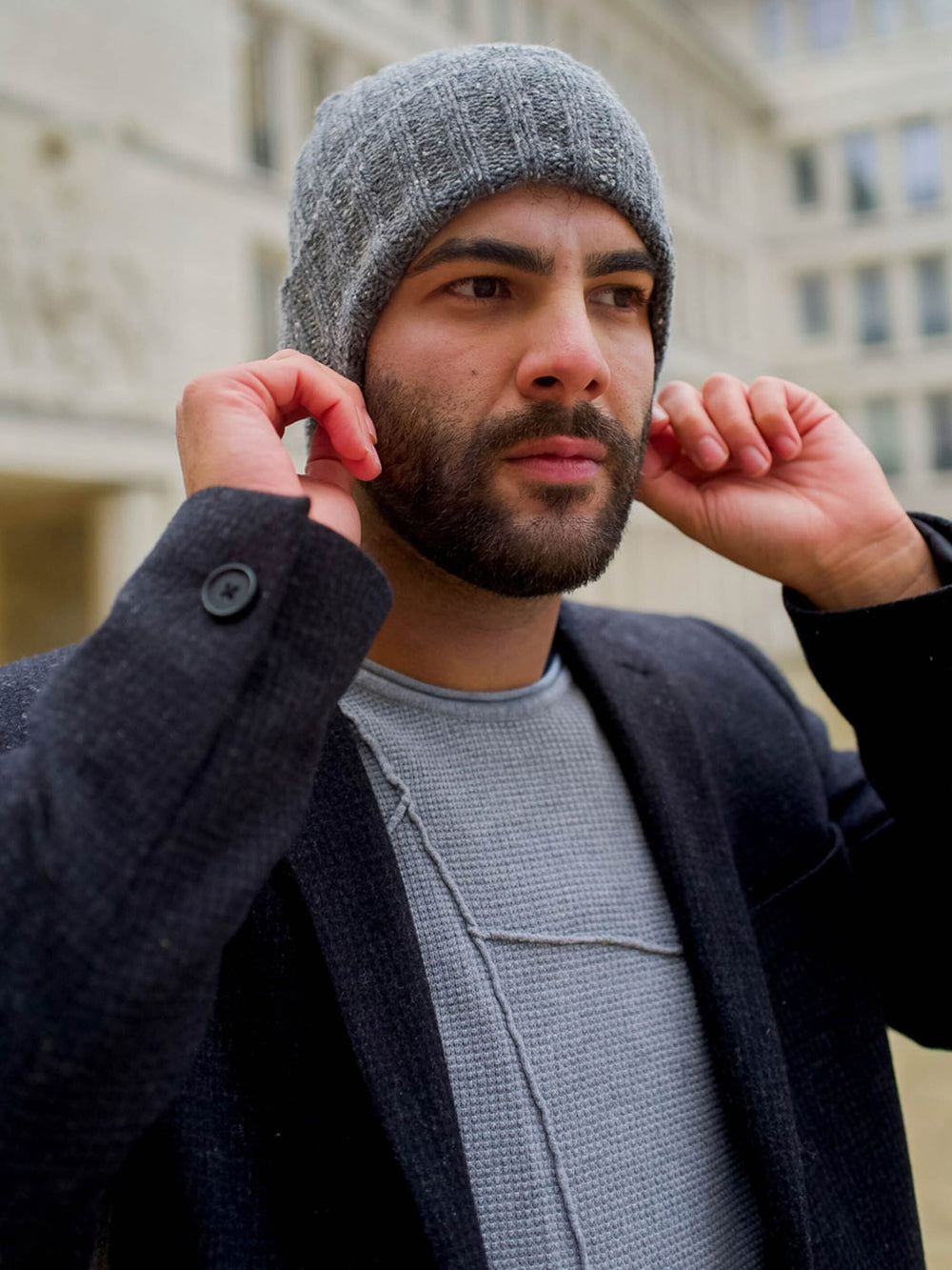 Melierte bugatti Strickmütze in Wollmischung