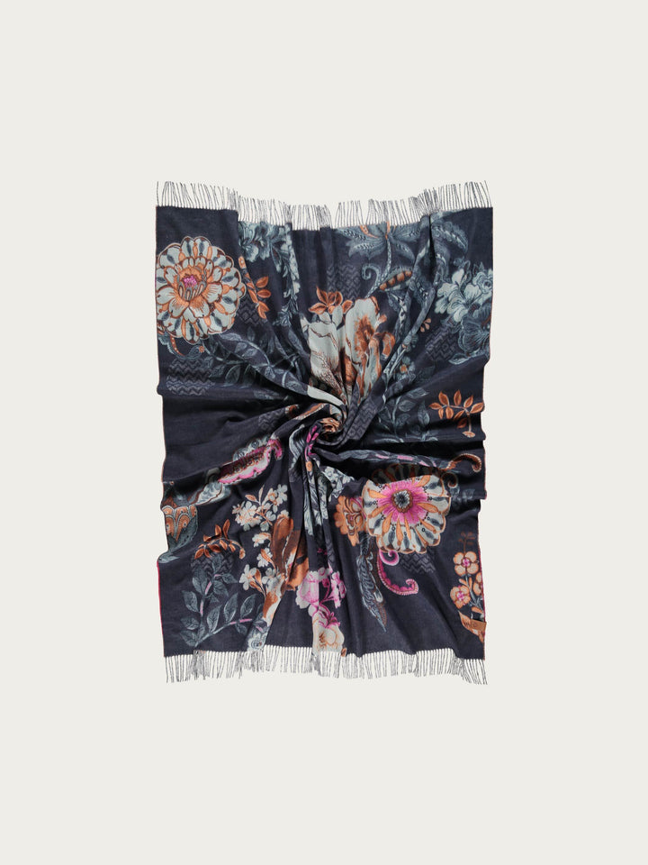 Cashmink-Decke mit Blumenranken-Design - Made in Germany