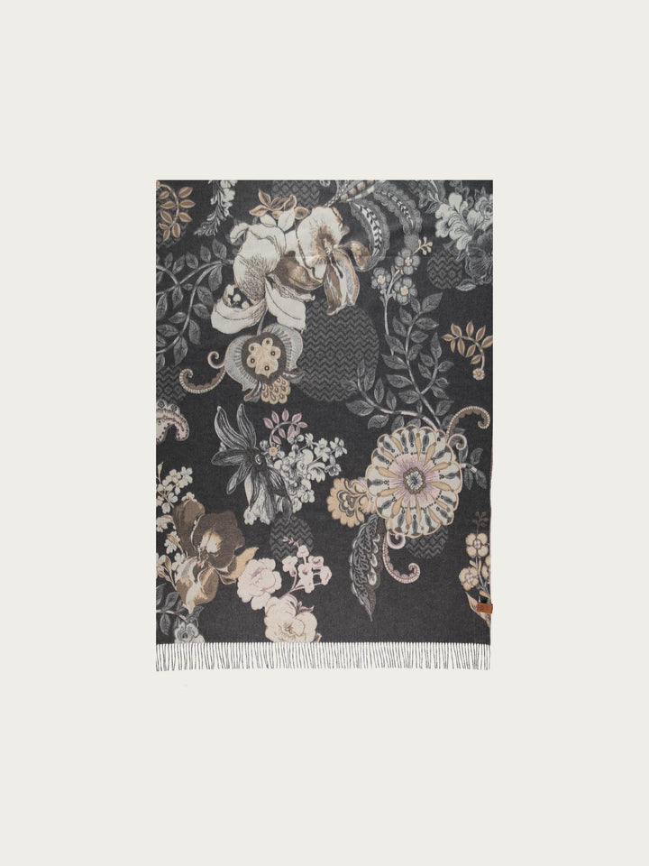 Cashmink-Decke mit Blumenranken-Design - Made in Germany