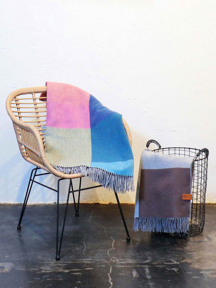 Cashmink-Decke mit Colour Block Design - Made in Germany