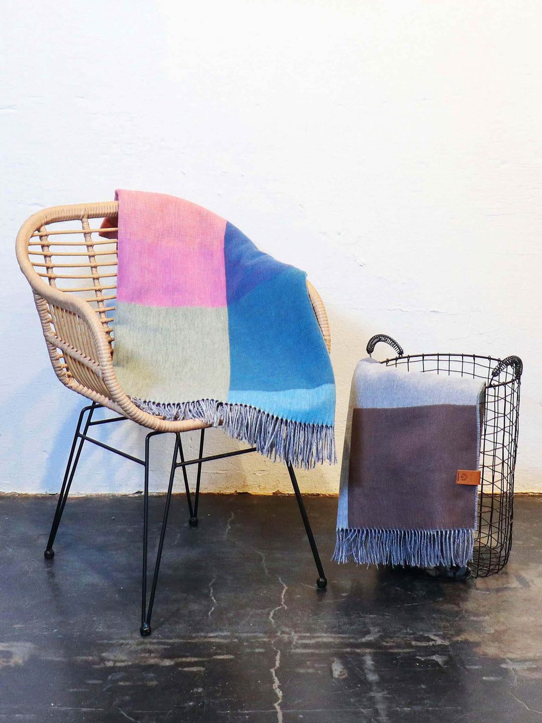 Cashmink-Decke mit Colour Block Design - Made in Germany