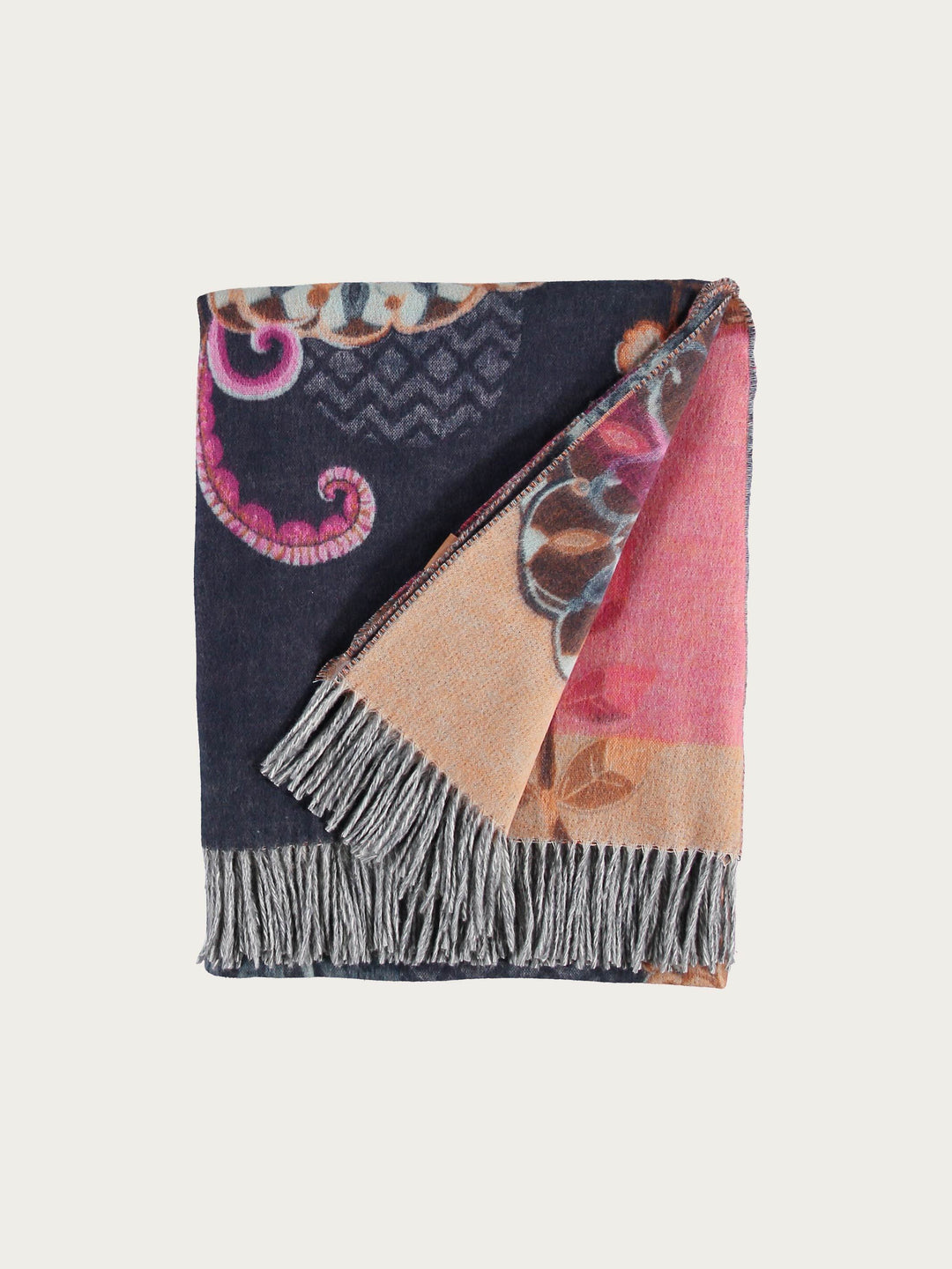 Cashmink-Decke mit Blumenranken-Design - Made in Germany