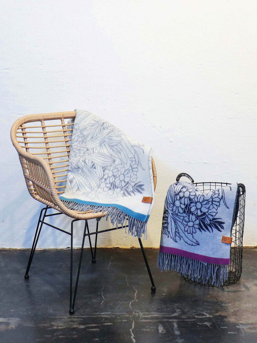 Cashmink-Decke mit Blumen-Design - Made in Germany