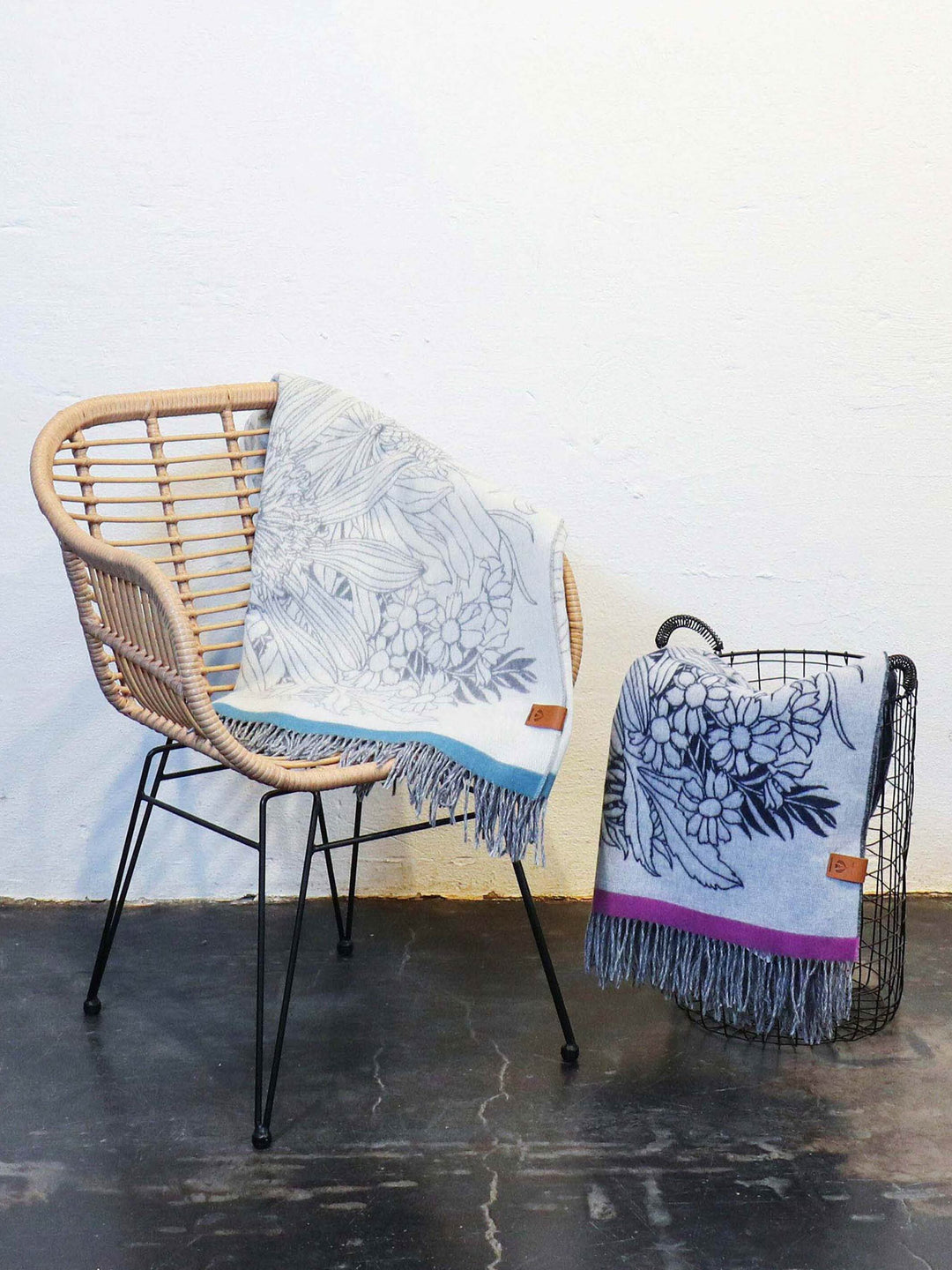 Cashmink-Decke mit Blumen-Design - Made in Germany