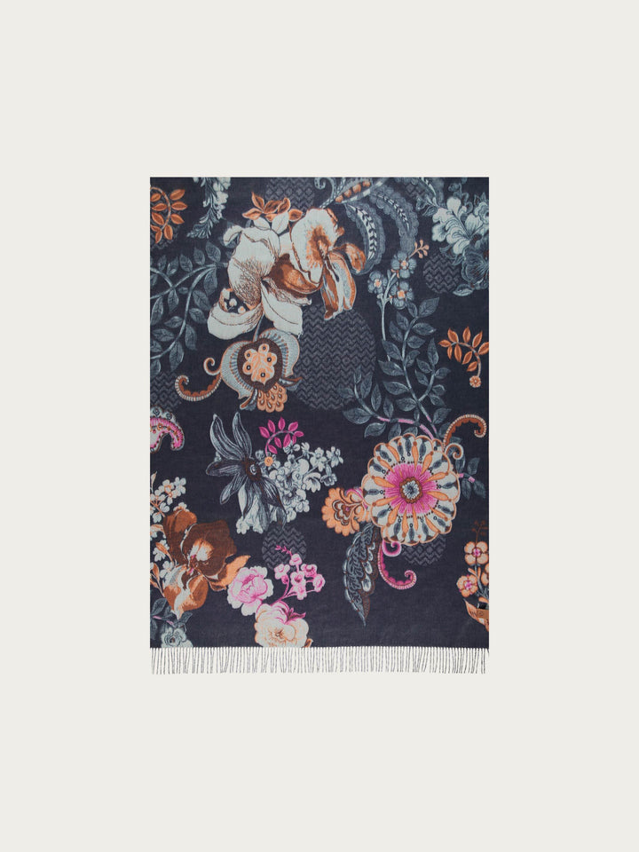 Cashmink-Decke mit Blumenranken-Design - Made in Germany