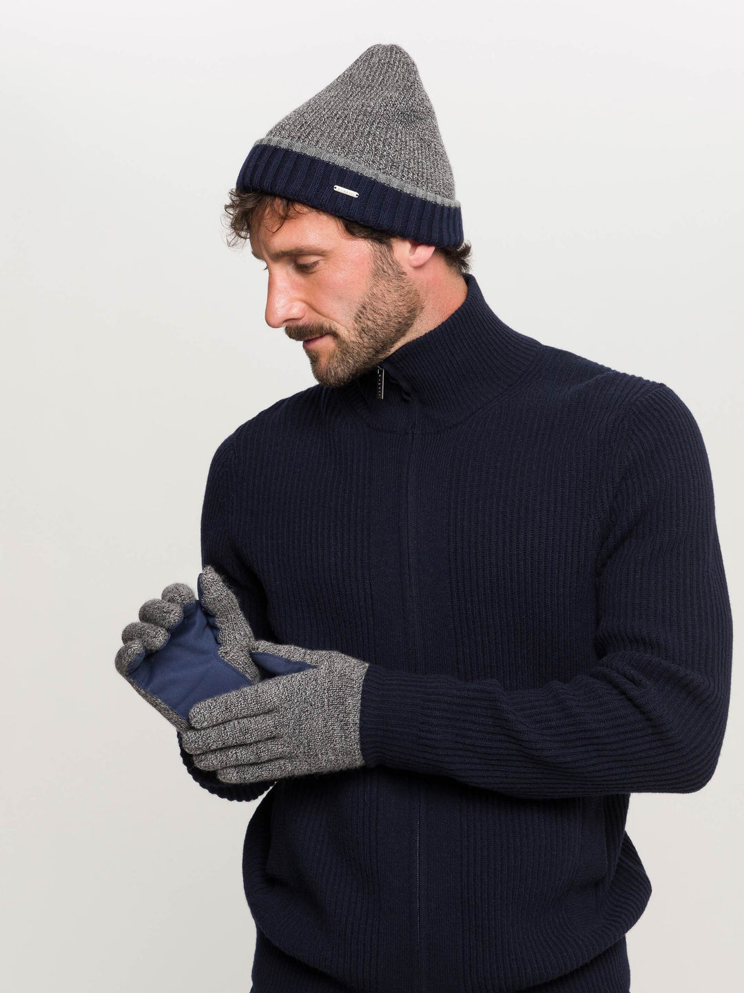 Melierte bugatti Strickhandschuhe in Wollmischung