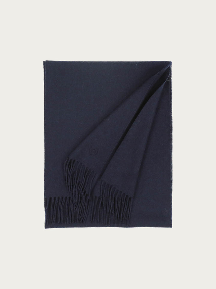 Einfarbiger Schal mit gesticktem bugatti-Logo aus reiner Wolle