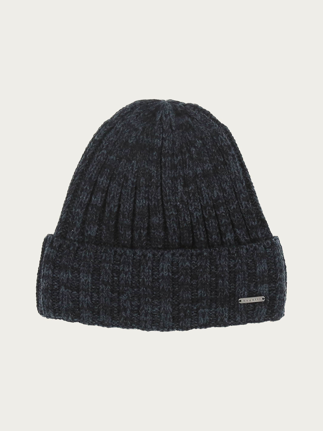 Gestrickte zweifarbige Beanie mit bugatti-Label