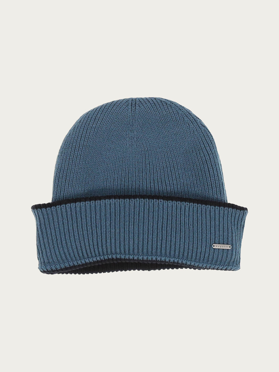 Wendbare gerippte bugatti Strickmütze mit farblich abgesetzem Rand in Wollmischung