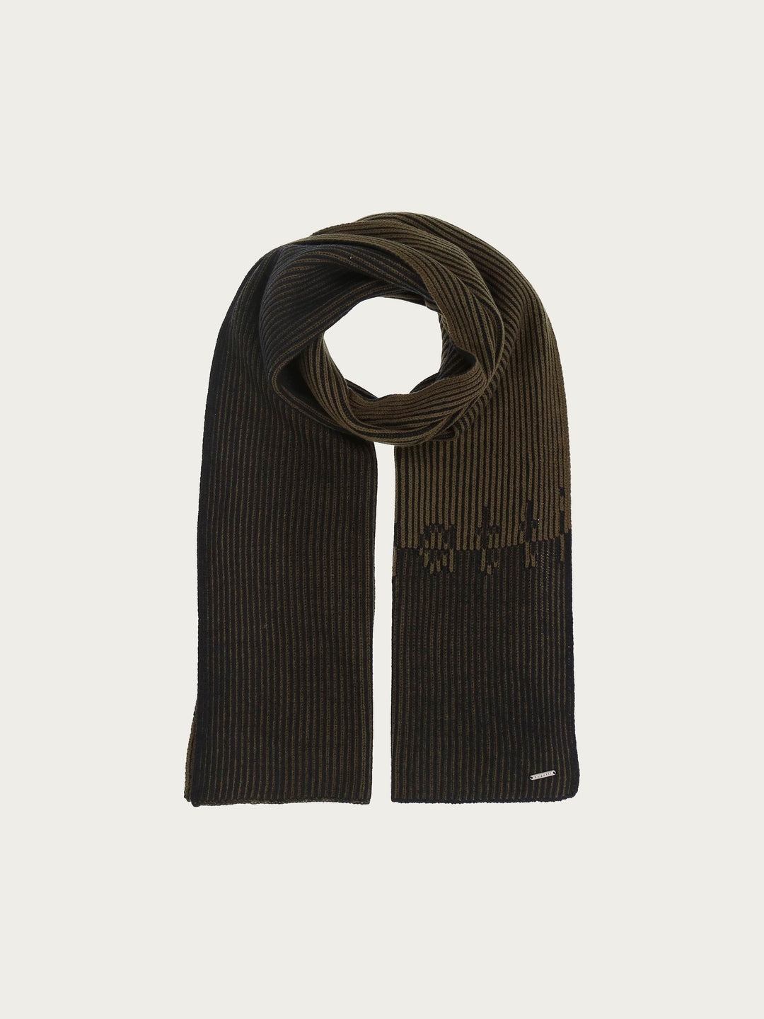 Strickschal mit bugatti-Schriftzug in Wollmischung