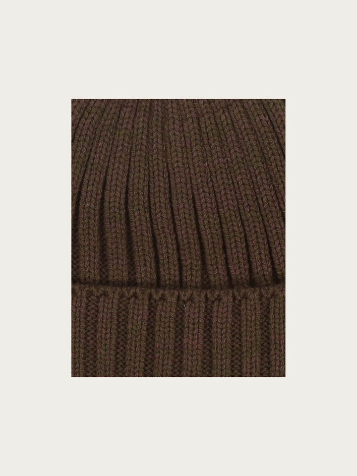 Gestrickte zweifarbige Beanie mit bugatti-Label