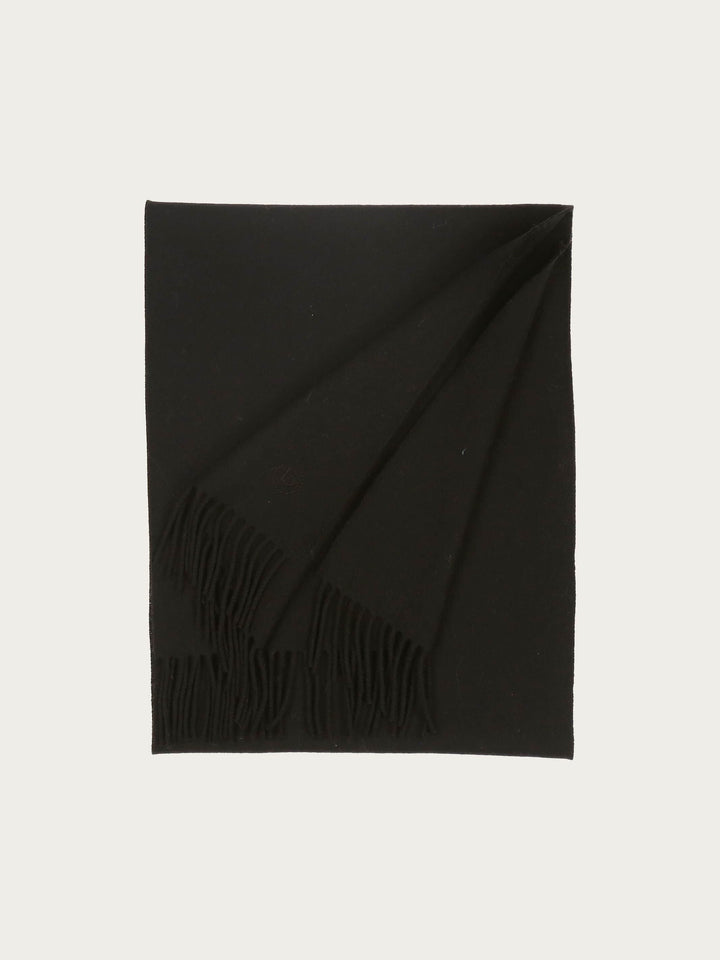 Einfarbiger Schal mit gesticktem bugatti-Logo aus reiner Wolle