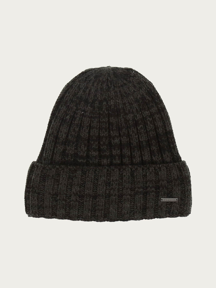 Gestrickte zweifarbige Beanie mit bugatti-Label