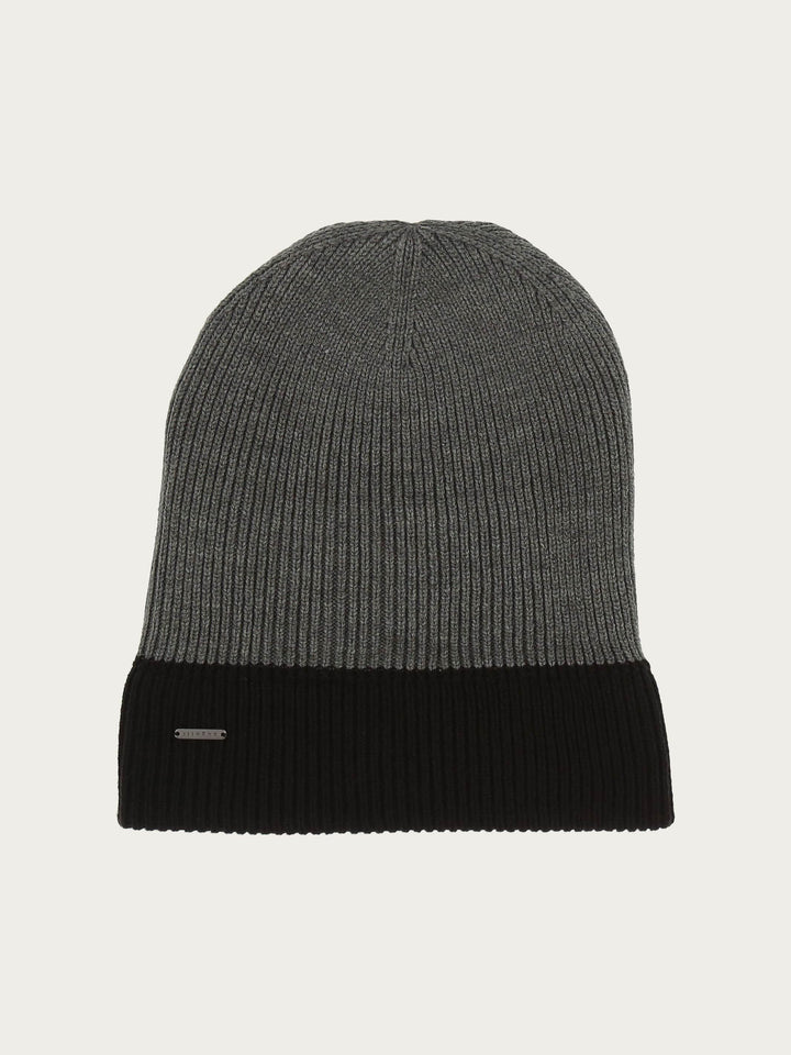 Wendbare gerippte bugatti Strickmütze mit farblich abgesetzem Rand in Wollmischung