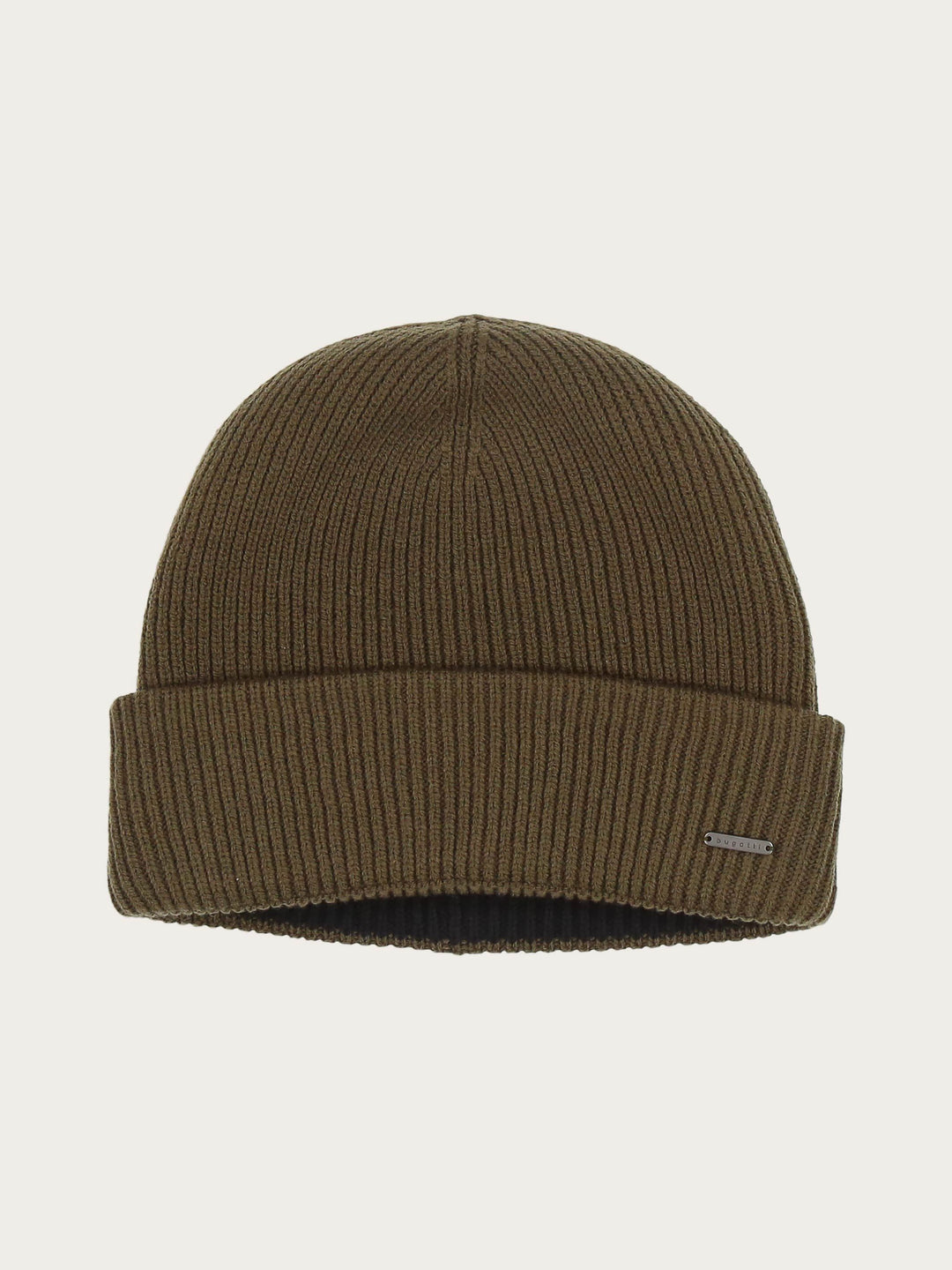 Wendbare gerippte bugatti Strickmütze mit farblich abgesetzem Rand in Wollmischung