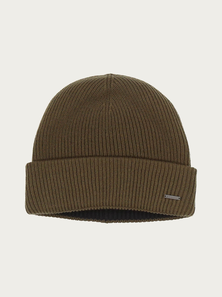 Wendbare gerippte bugatti Strickmütze mit farblich abgesetzem Rand in Wollmischung