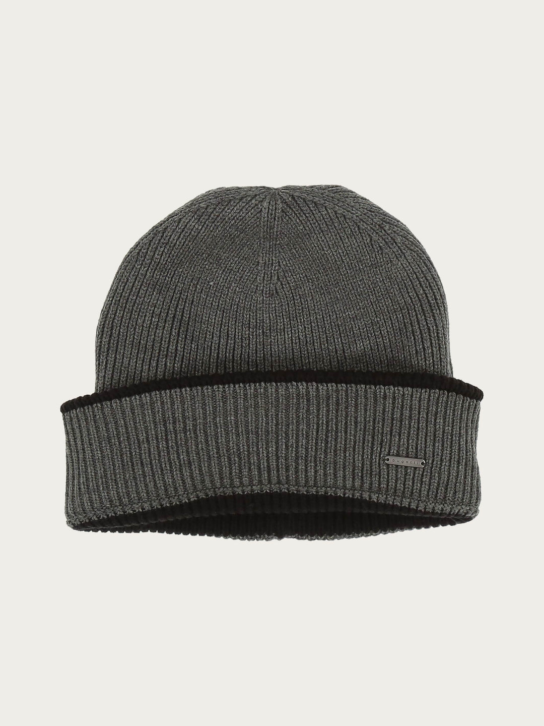 Wendbare gerippte bugatti Strickmütze mit farblich abgesetzem Rand in Wollmischung