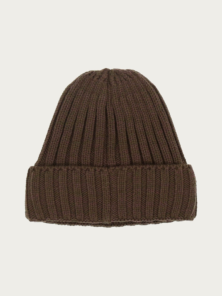 Gestrickte zweifarbige Beanie mit bugatti-Label