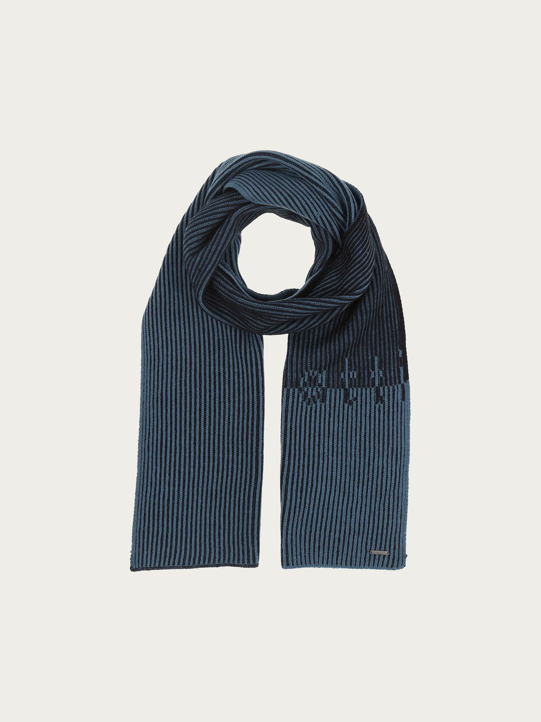 Strickschal mit bugatti-Schriftzug in Wollmischung