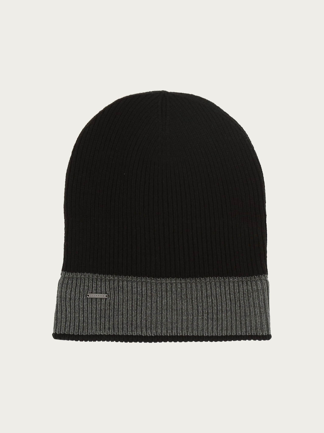 Wendbare gerippte bugatti Strickmütze mit farblich abgesetzem Rand in Wollmischung