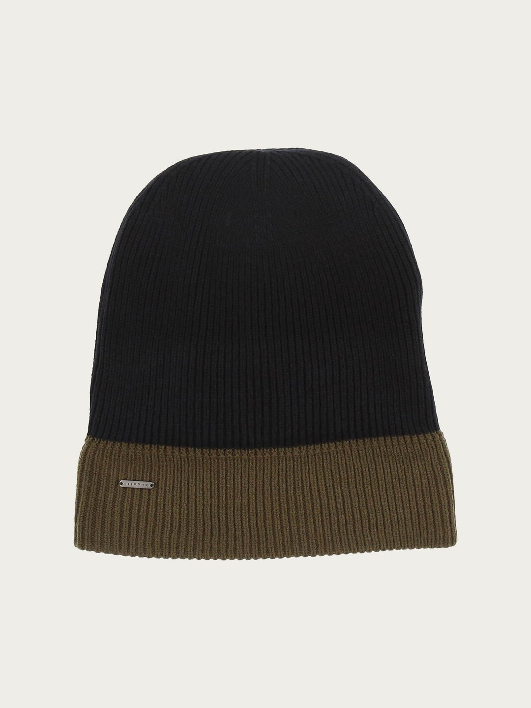 Wendbare gerippte bugatti Strickmütze mit farblich abgesetzem Rand in Wollmischung