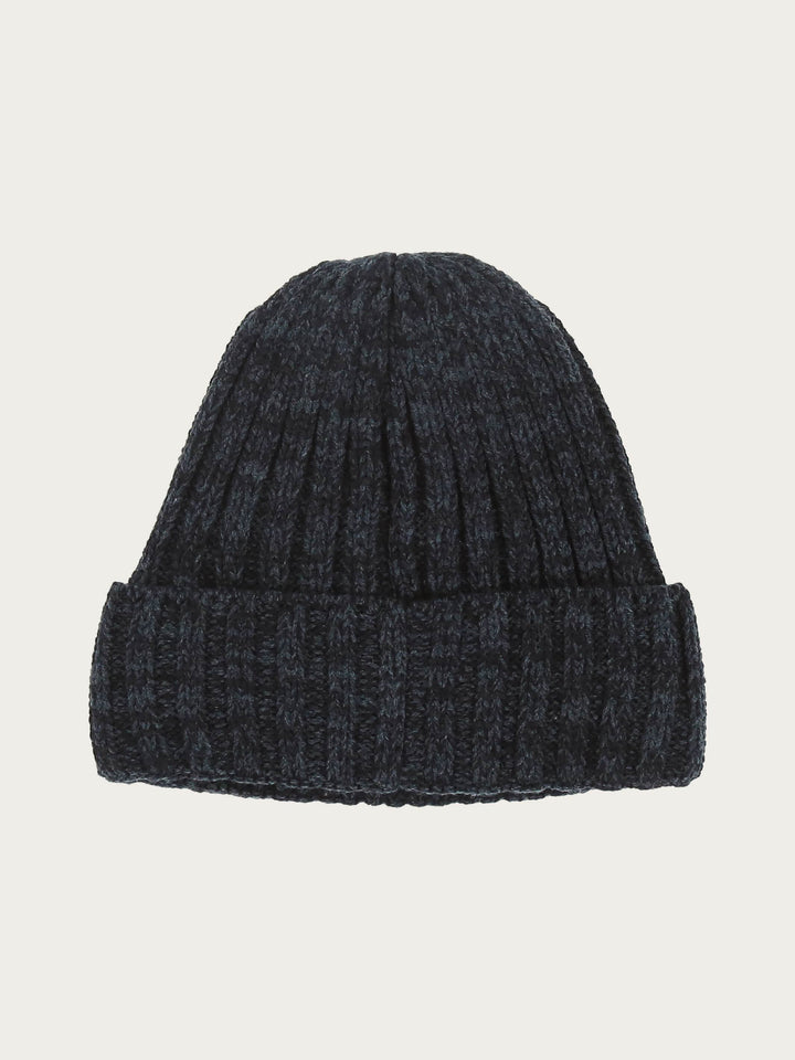 Gestrickte zweifarbige Beanie mit bugatti-Label