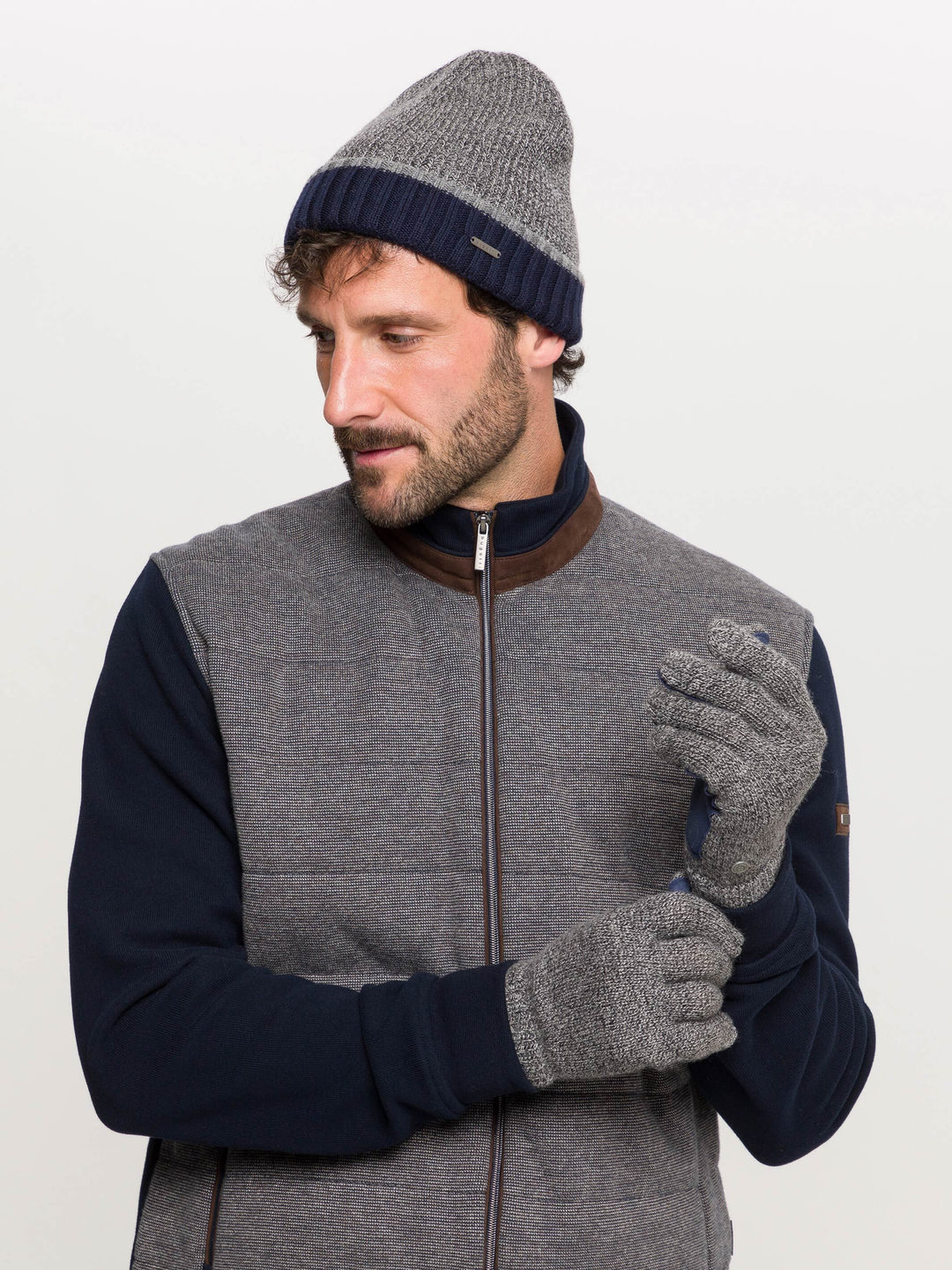 Melierte bugatti Strickhandschuhe in Wollmischung